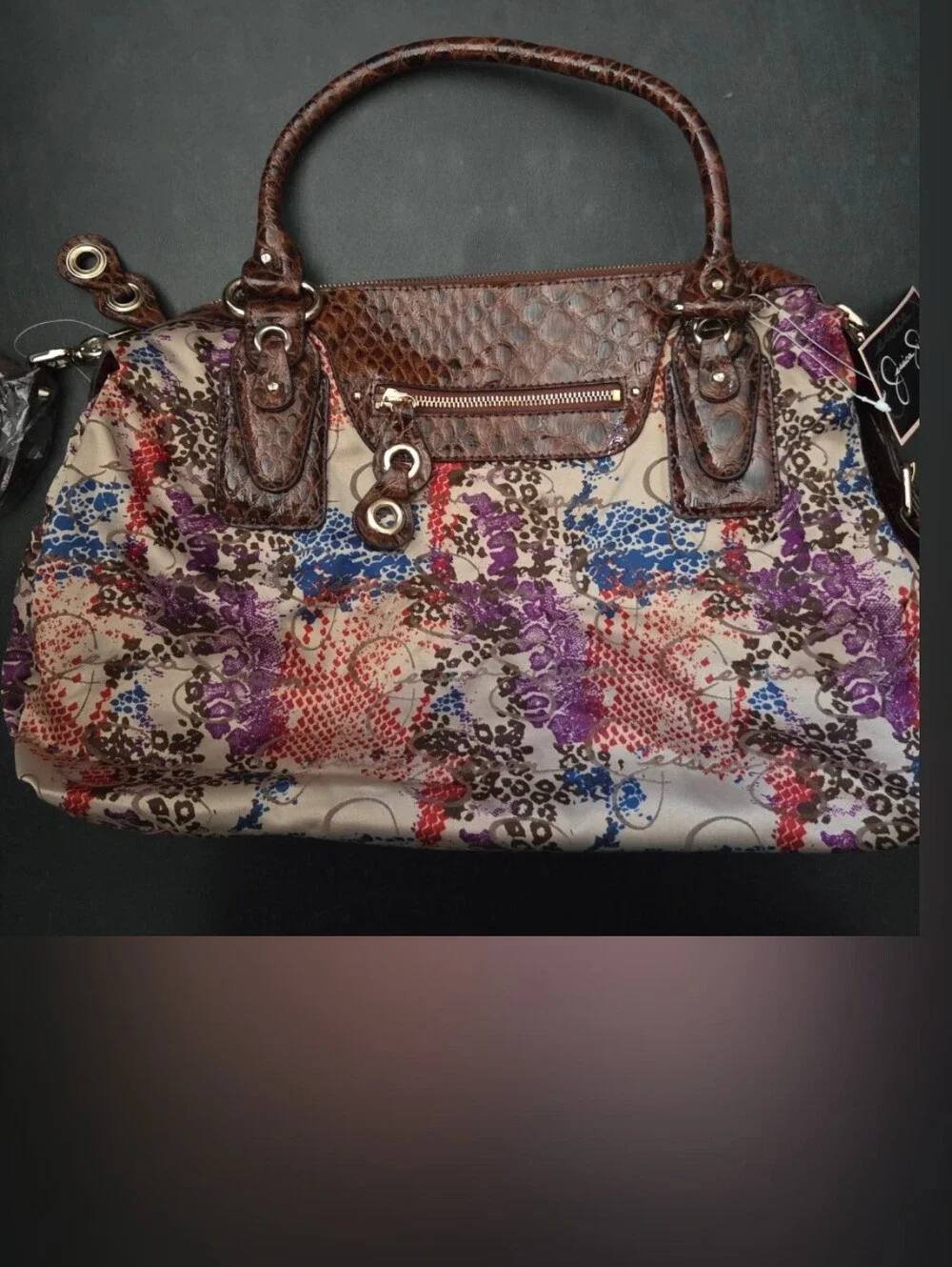 NWT - Jessica Simpson Multi Color Fabric Purse Shoulder Bag Tote Handbag